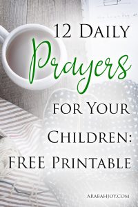 This resource shares 12 daily prayers for your children and includes a free printable. Use this to build consistency in your prayers for your kids.