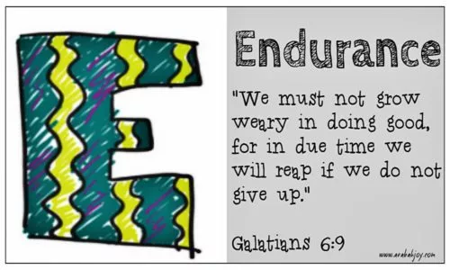 E is for Endurance prayer card