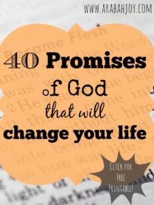 II Peter 1:4 says that through the promises of God we participate in the Divine nature. God's promises have the power to literally change our lives. Here are 40 promises to begin trusting God for TODAY.