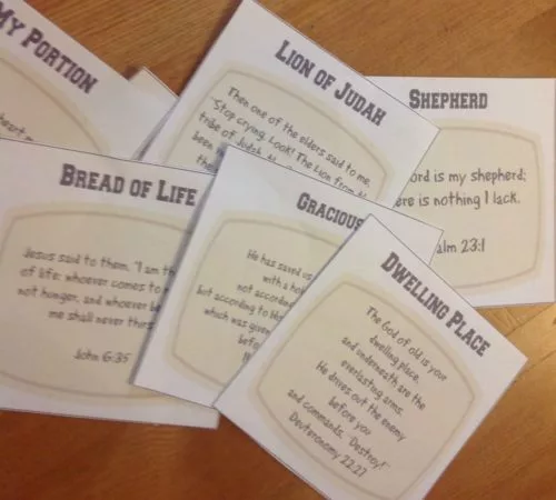 Free set of cards on the names and attributes of God