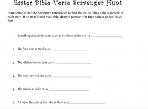 Take kids through the Easter story with this fun and interactive Bible scavenger hunt!