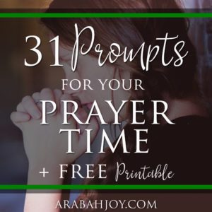 woman praying with an overlay that reads 31 prompts for your prayer time