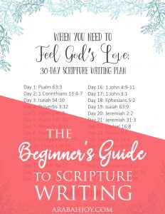 Do you do Scripture writing? Use our Scripture writing plan to focus on God's love during the next 30 days.
