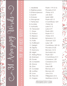 List of 31 words to study in the Bible