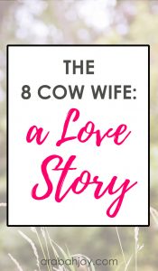 a background image with an overlay that reads The 8 Cow Wife: a Love Story